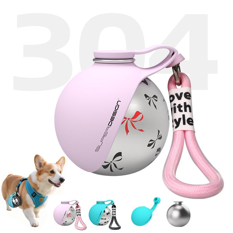 Botella Portátil con Bebedero para Perros - Rosa