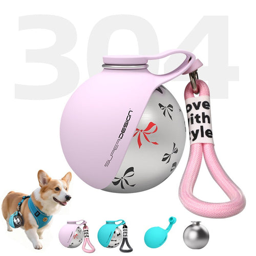 Botella Portátil con Bebedero para Perros - Rosa